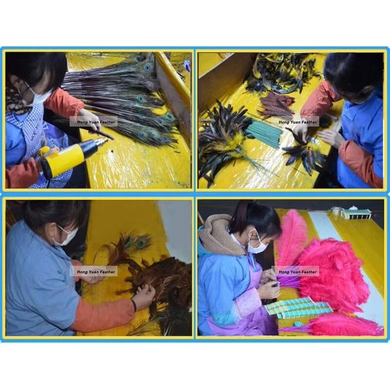 Ostrich Feather Floral Pick Supplier - Yellow Wire Stem DIY