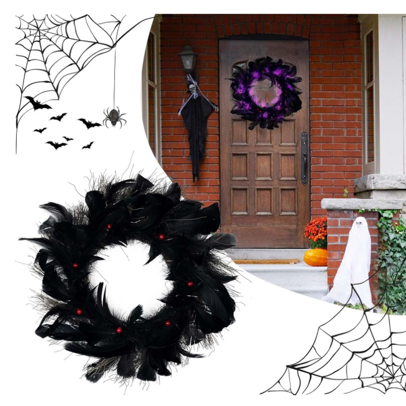 Feather Wreath Manufacturer - Teal Garland Holiday Decor