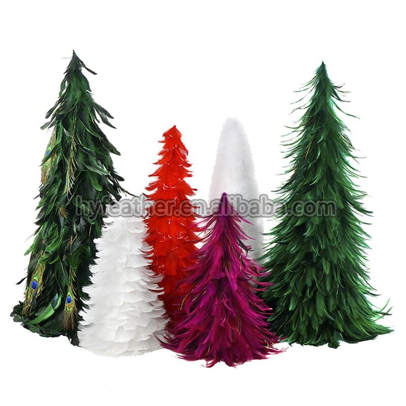 Goose Rooster Feather Tree Factory - Green Red Farmhouse
