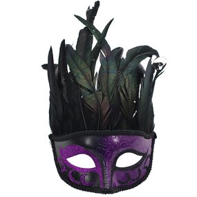 Rooster Feather Mask Manufacturer - Green Men Venetian Carnival