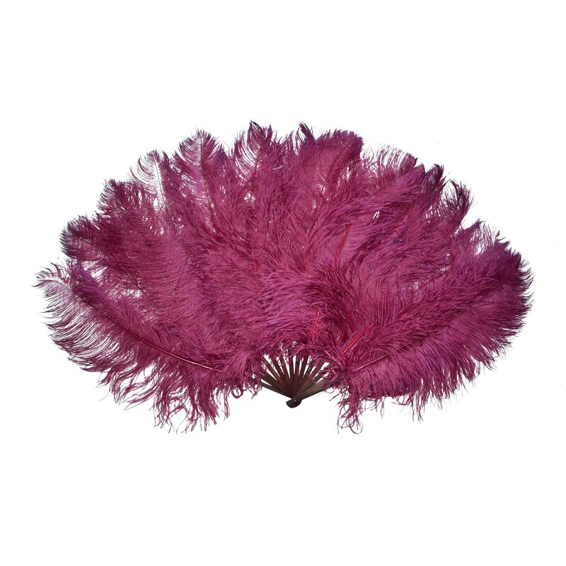 Ostrich Feather Hand Fan Supplier - Large Red Belly Dance
