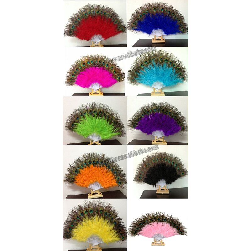 Turkey Feather Hand Fan Manufacturer - Dyed Black Burlesque