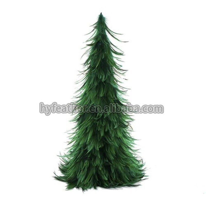 Goose Rooster Feather Tree Factory - Green Red Farmhouse