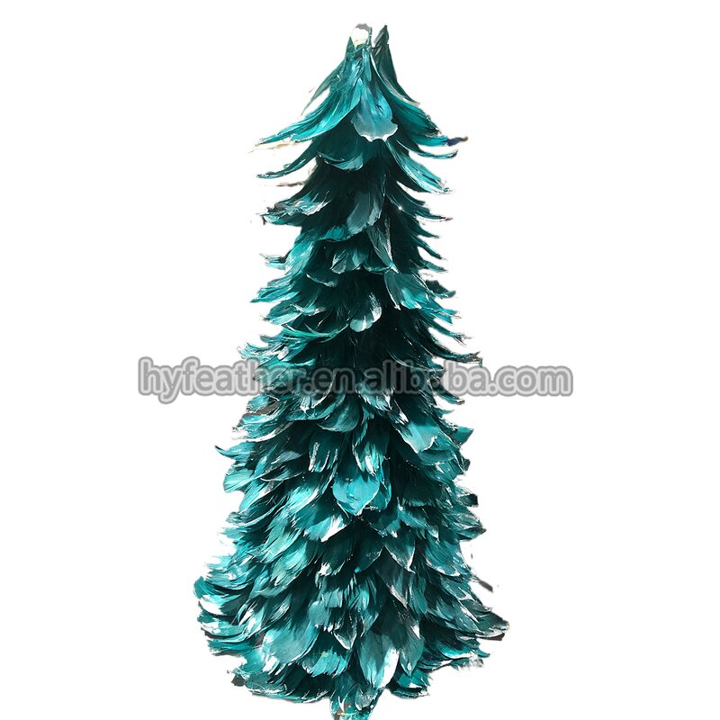Goose Rooster Feather Tree Factory - Green Red Farmhouse