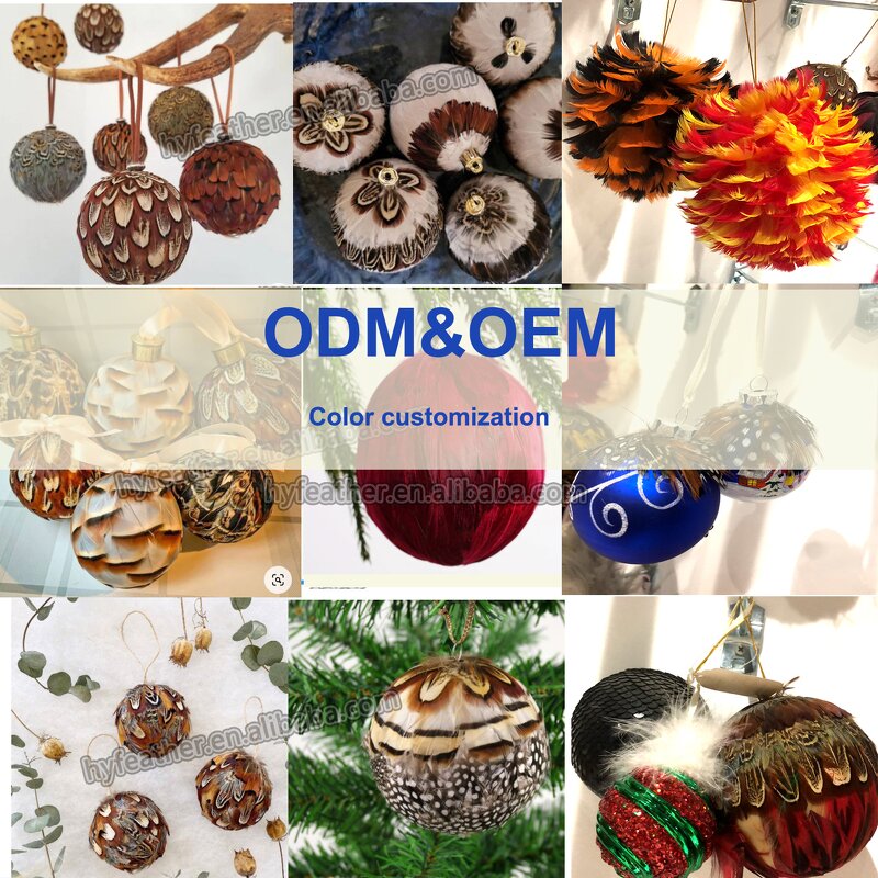 Turkey Feather Christmas Ball Factory - Red Chandelle Wedding