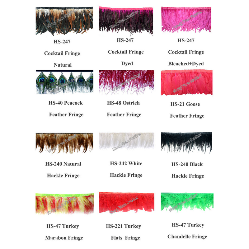 Rooster Feather Fringe Manufacturer - Brown Sewing Ribbon Trim