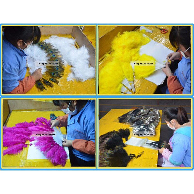 Turkey Feather Hand Fan Manufacturer - Dyed Black Burlesque