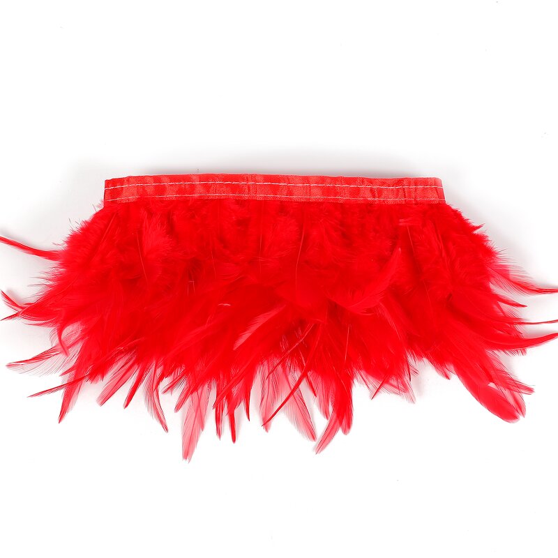 Rooster Feather Fringe Manufacturer - Red Sewing Ribbon Trim