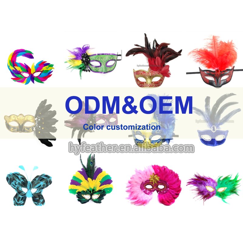 Ostrich Feather Mask Factory - Yellow Venetian Carnival