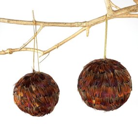 Feather Christmas Ball Factory - Natural Pheasant Holiday Gift