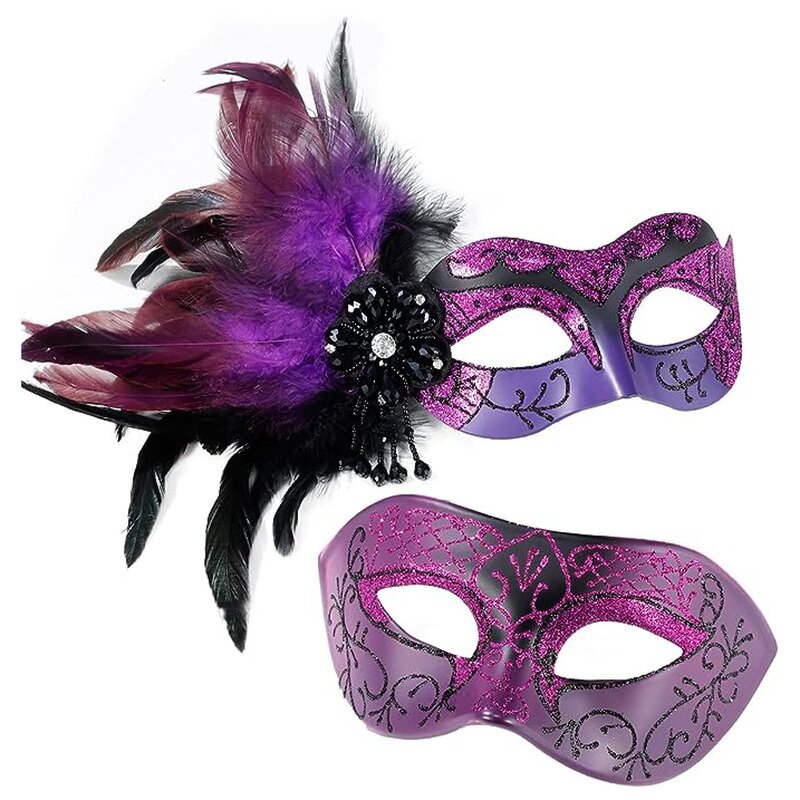Ostrich Feather Mask Factory - Yellow Venetian Carnival