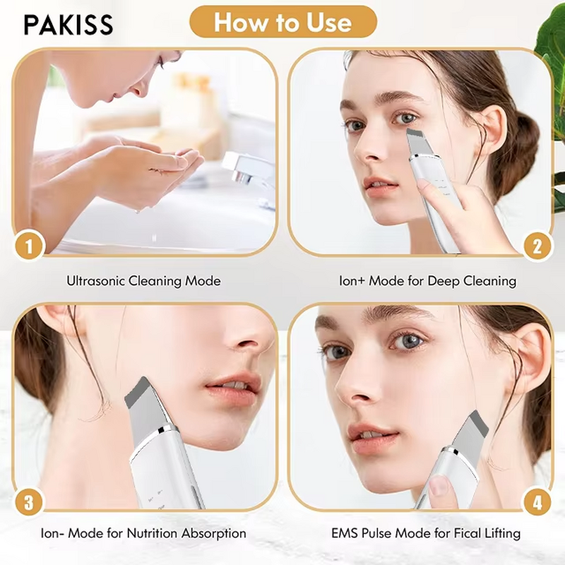 Ultrasonic Ion Skin Scrubber Manufacturer - Pink Color Spatula Peeling Shovel