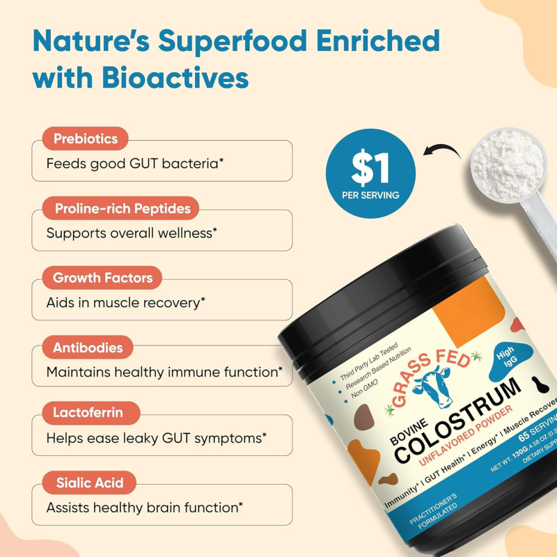 Colostrum Powder Supplier - OEM/ODM 130g Protein Powder Grass Fed Bovine Immune Support