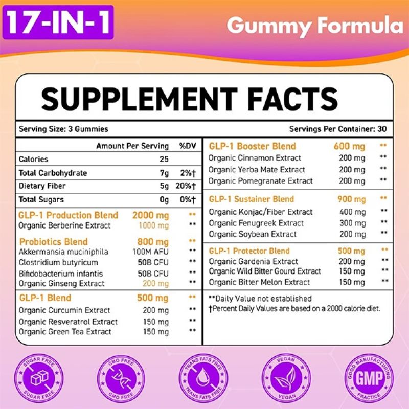 GLP-1 Gummies Factory - Bulk Hot-Selling Cross-Border Export Amazon Various Flavors