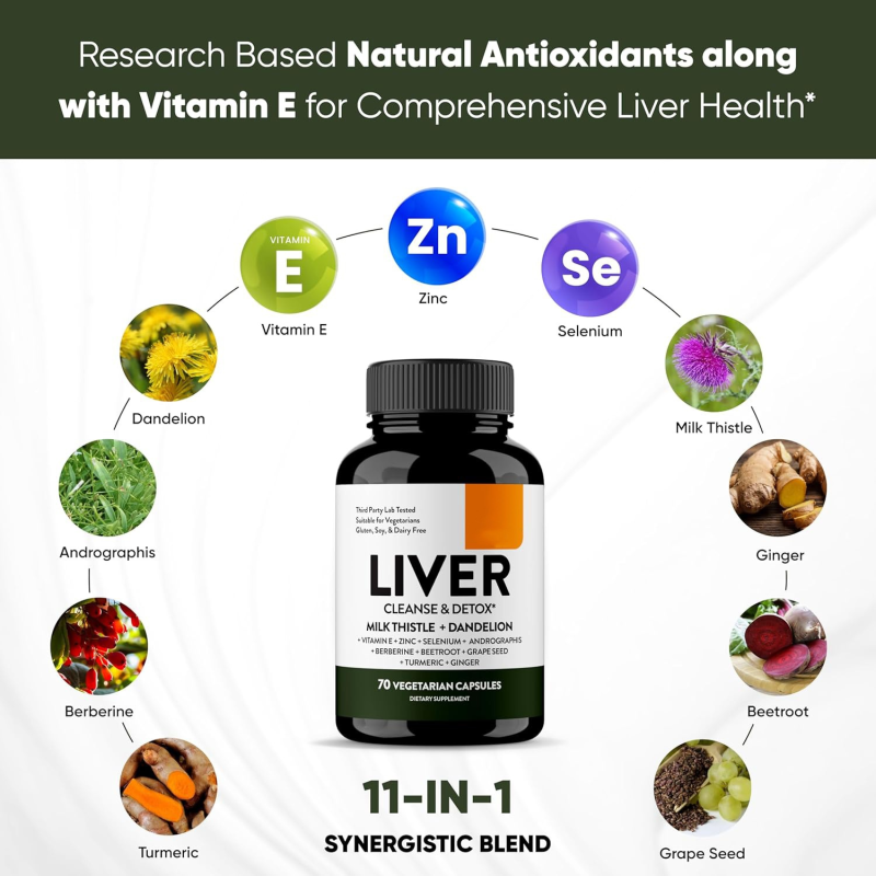 Liver Cleanse Capsule Factory - OEM 70 Vegetarian 11-in-1 Milk Thistle Dandelion Detox