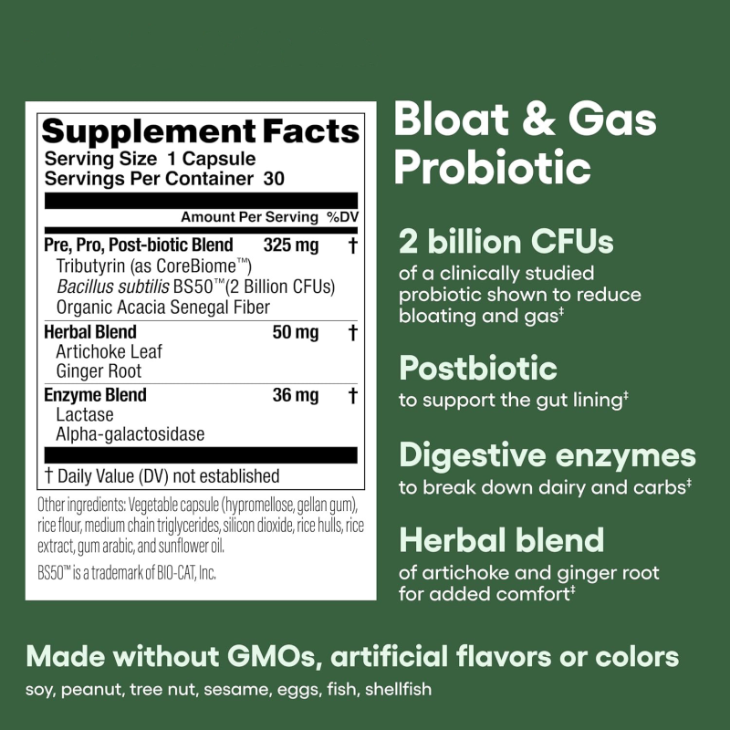 Gut Health Capsule Manufacturer - OEM Adult Probiotic Reduce Bloat Gas 2 Pills Daily