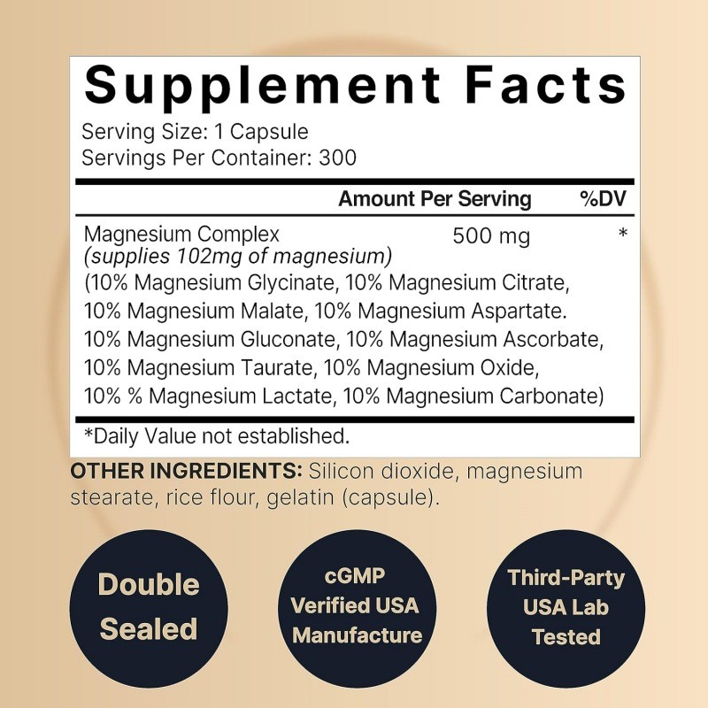 Magnesium Glycine Powder Supplier - OEM Pure 500mg Capsule Adult Supplement Not for Pregnant