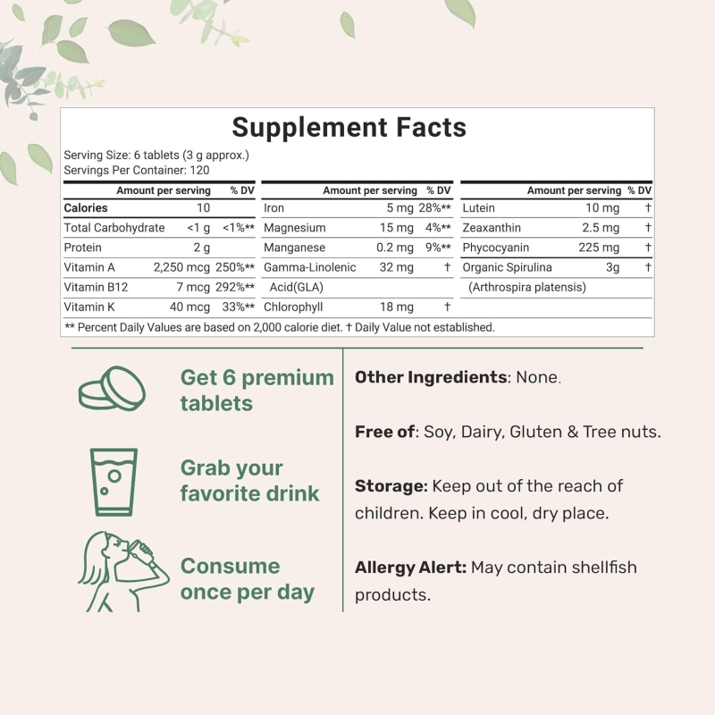Spirulina Tablet Factory - OEM Organic 120 Servings Protein Colon Health Digestive
