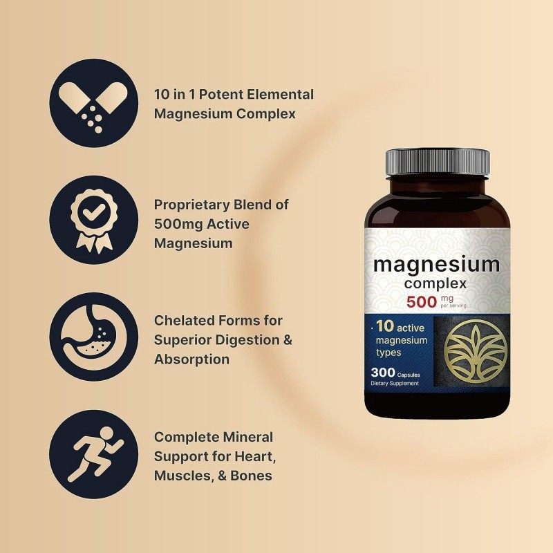 Magnesium Glycine Powder Supplier - OEM Pure 500mg Capsule Adult Supplement Not for Pregnant