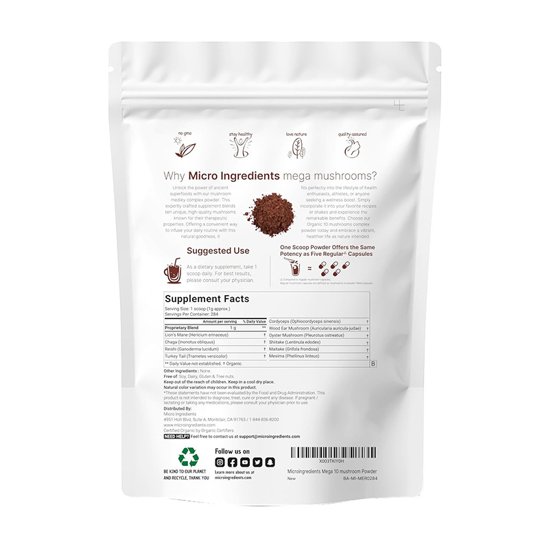 Mushroom Powder Supplier - Bulk OEM Mega Mushroom 10-in-1 Super Blend 284g Immune