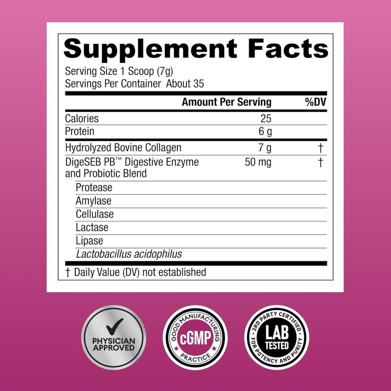 Collagen Powder Factory - OEM Adult Beauty Unflavored Peptides Enzyme+Probiotic Blend