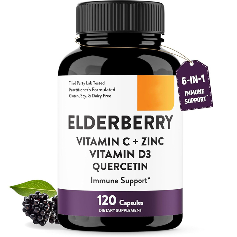 Elderberry Capsule Manufacturer - OEM ODM 6in1 Vitamin C Zinc Immune Respiratory Support