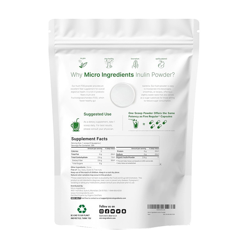 Inulin Powder Manufacturer - OEM Cross-Border 998g Natural Odorless Organic Soluble Fiber