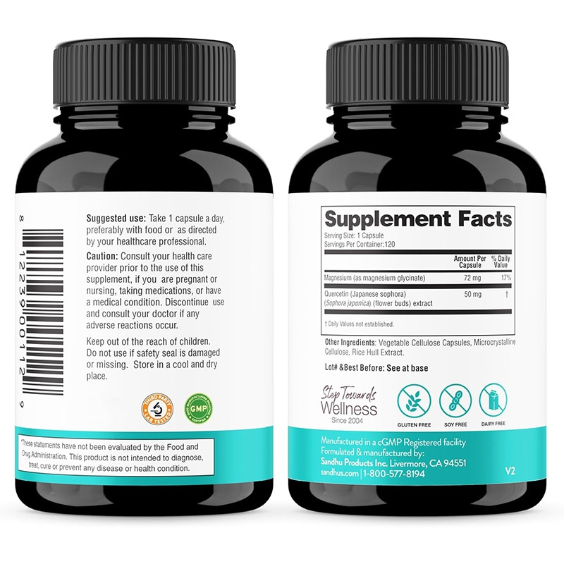 Quercetin Capsule Factory - OEM Herbal Supplements 400mg Magnesium Glycinate Sleep