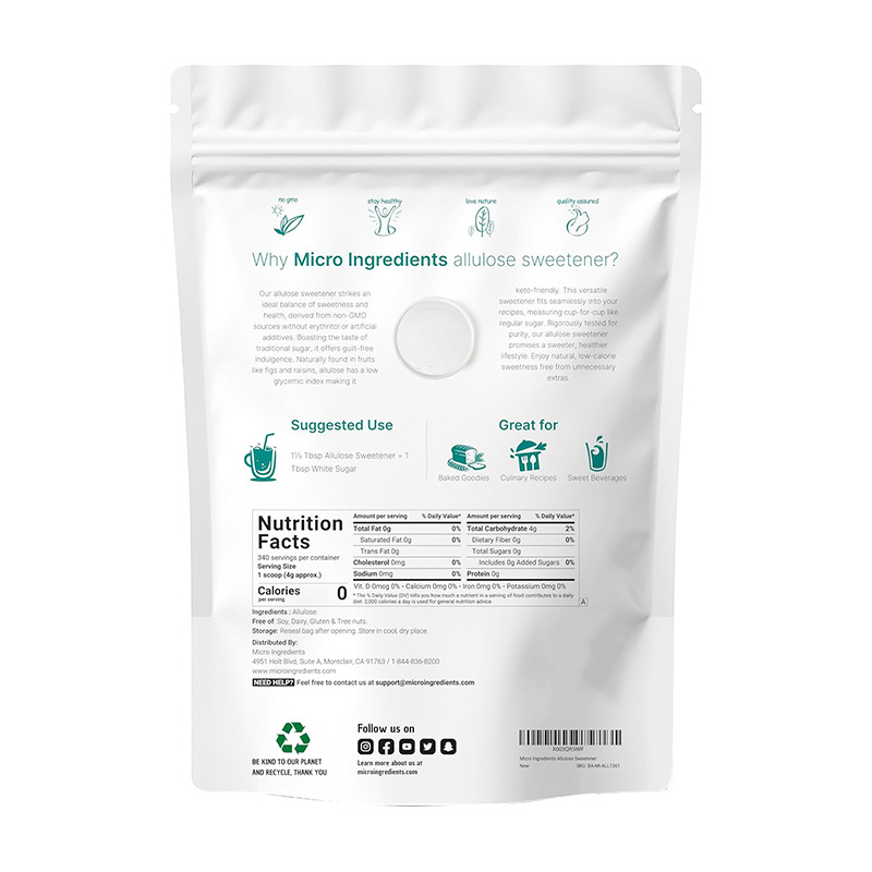 Allulose Powder Manufacturer - OEM Sweetener Powder 3lb Zero Sugar Zero Calorie Halal