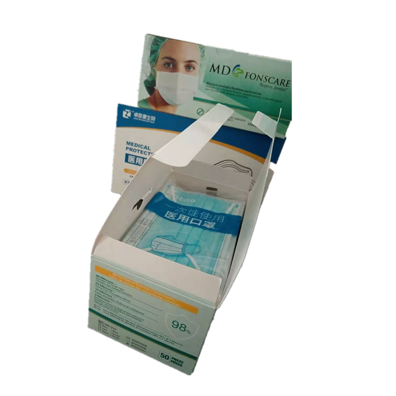 Face Mask Box Factory - Custom Printed Rectangle 50pcs Disposable 3-Ply