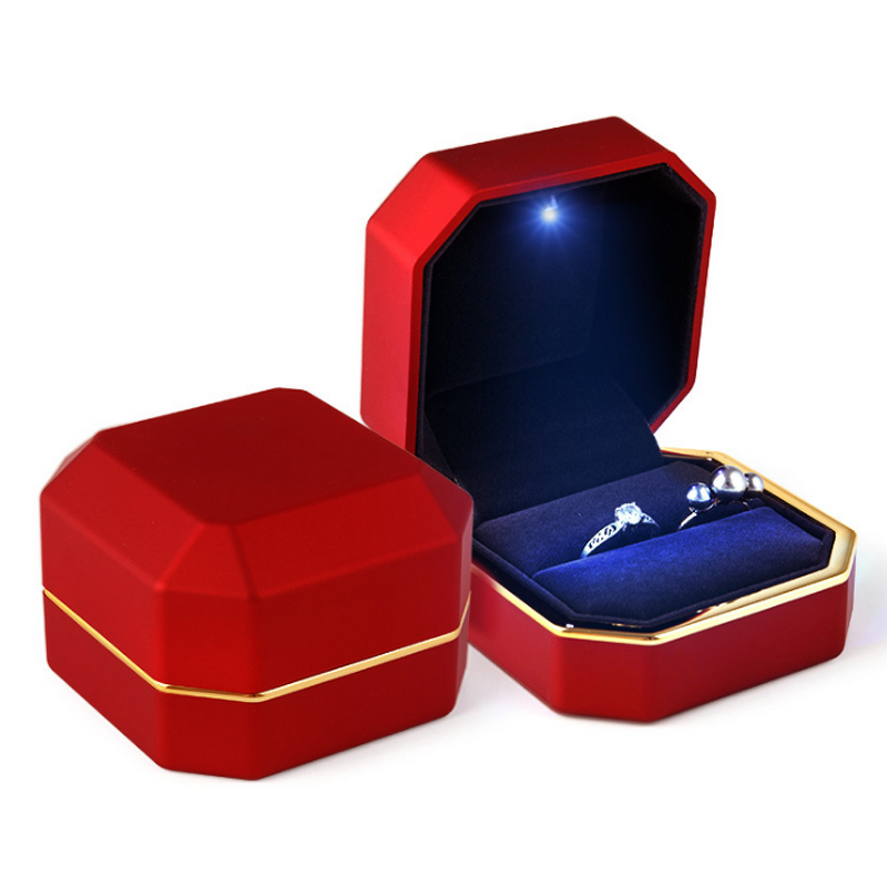 Wedding Ring Box Manufacturer - High Quality New Design Red Color Couple with LED