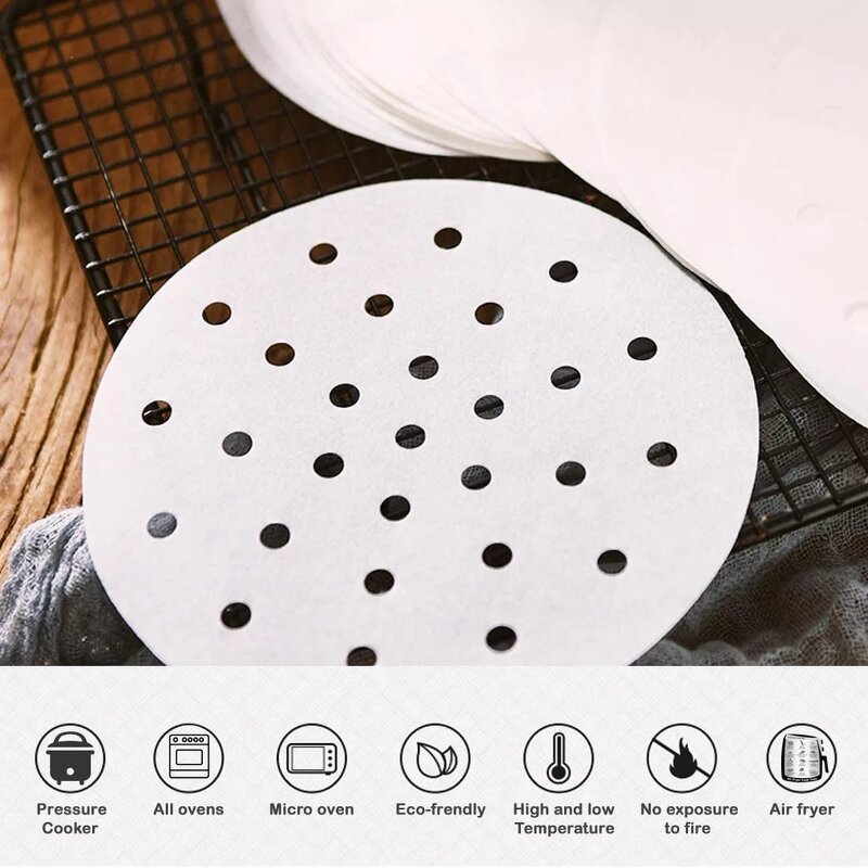 Bamboo Steamer Liners Factory - White Brown Perforated Parchment Paper