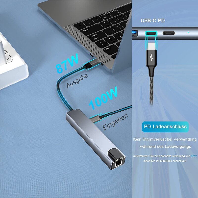 8-in-1 USB Hub Manufacturer - Type-C PD Charging HDMI Ethernet Card Reader