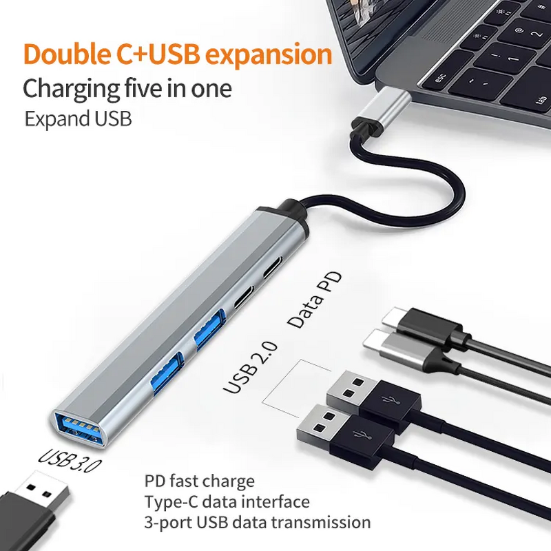 Type C Docking Station Manufacturer - 5-in-1 Ultra-Slim 65W PD for MacBook