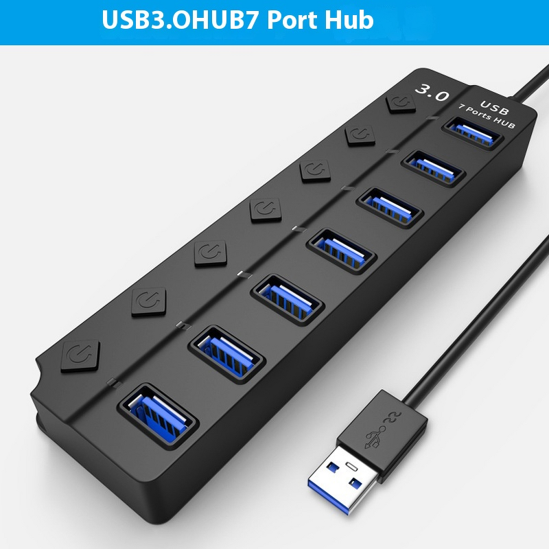 7-Port USB 3.0 Hub Factory - Aluminum Docking Station with Switches 5Gbps
