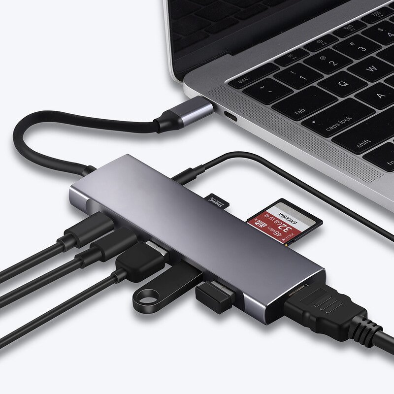 9-in-1 USB C Hub Manufacturer - 4K HD-MI TF SD 3.5mm Audio for MacBook
