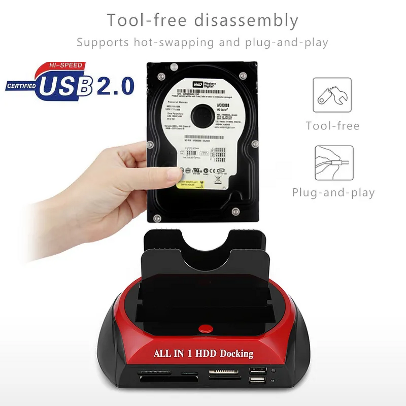 Dual-Disk HDD Base Manufacturer - All in 1 2.5 3.5" SATA OTB Multifunctional