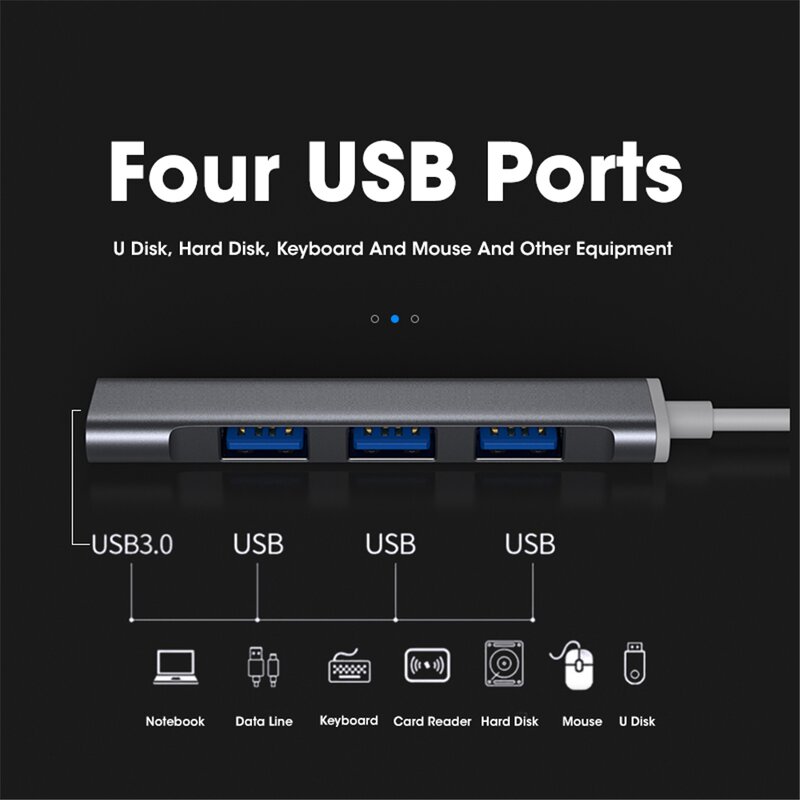 USB 3.0 Hub Factory - 4-Port Type-C Splitter 5Gbps Speed for Laptop