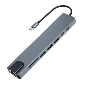 8-in-1 USB Hub Manufacturer - Type-C PD Charging HDMI Ethernet Card Reader