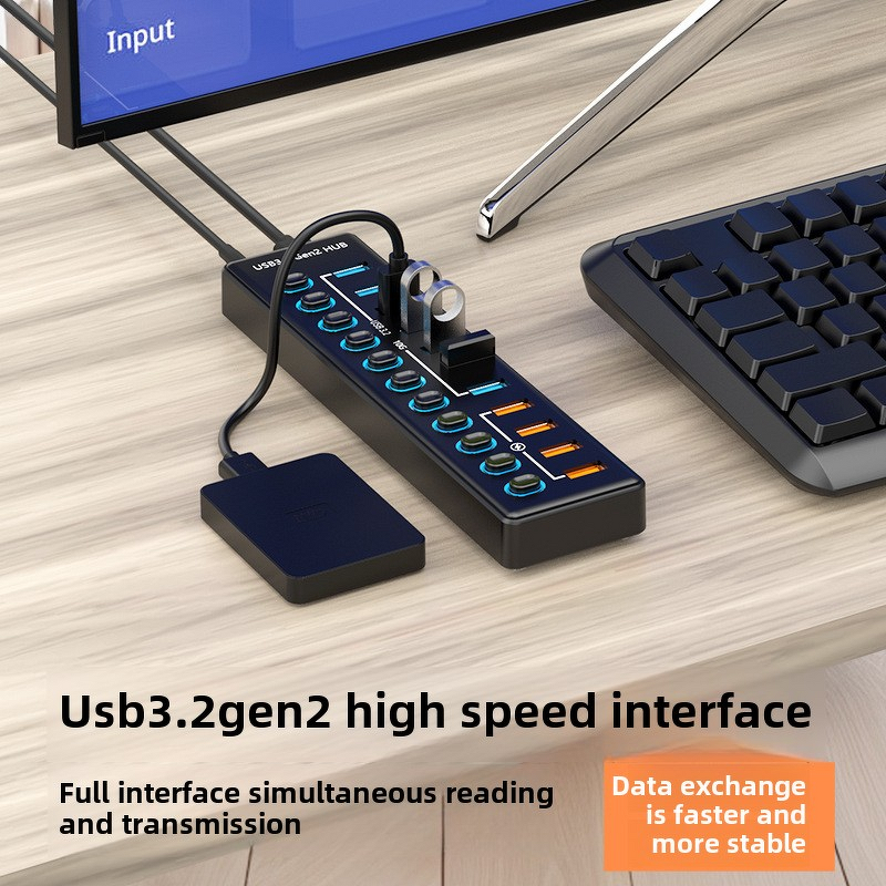 USB 3.2 Hub Manufacturer - Private Model 11-Port 10Gbps Docking Station