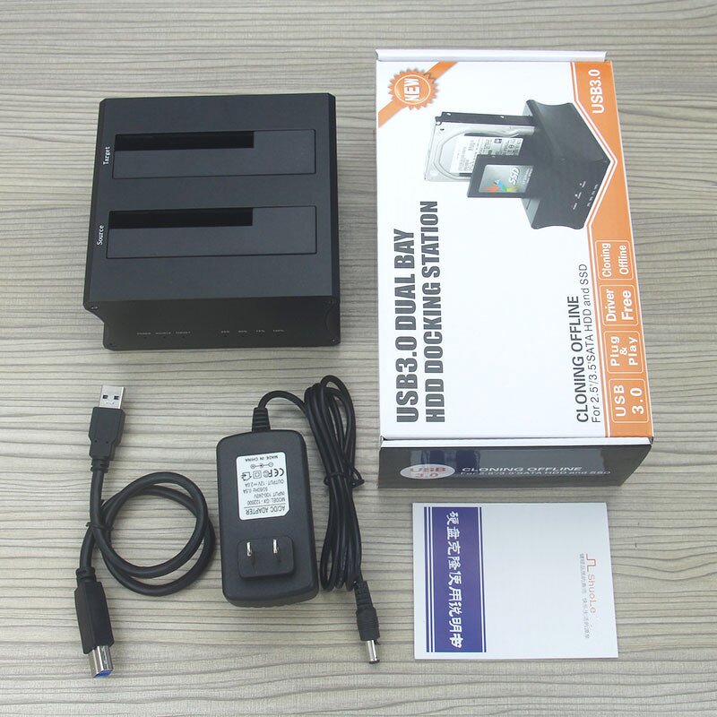 HDD Docking Station Manufacturer - USB3.0 2-Bay Aluminum Case with Cloning