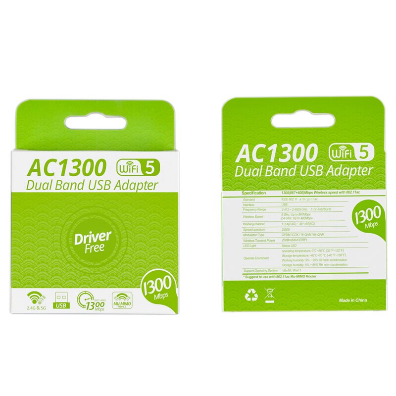 Dual-Band USB WiFi Adapter Factory - Gigabit 1300Mps 5G External