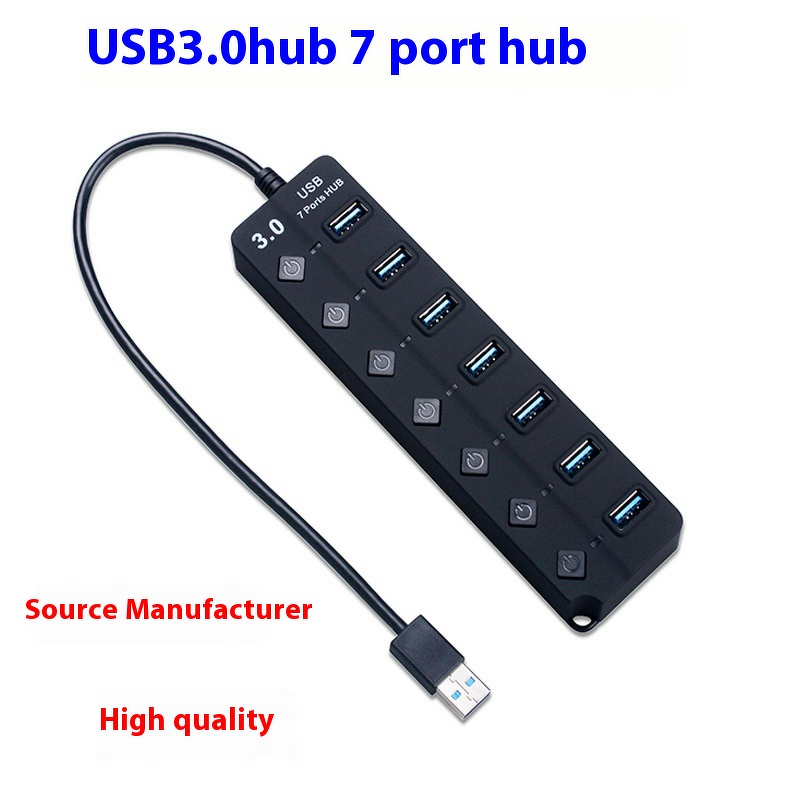 7-Port USB 3.0 Hub Factory - Aluminum Docking Station with Switches 5Gbps