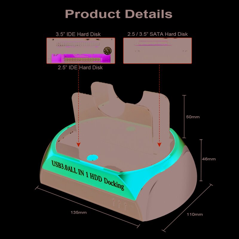 HDD Docking Station Manufacturer - USB 2.0 IDE SATA Dual Bay Cloning Dock