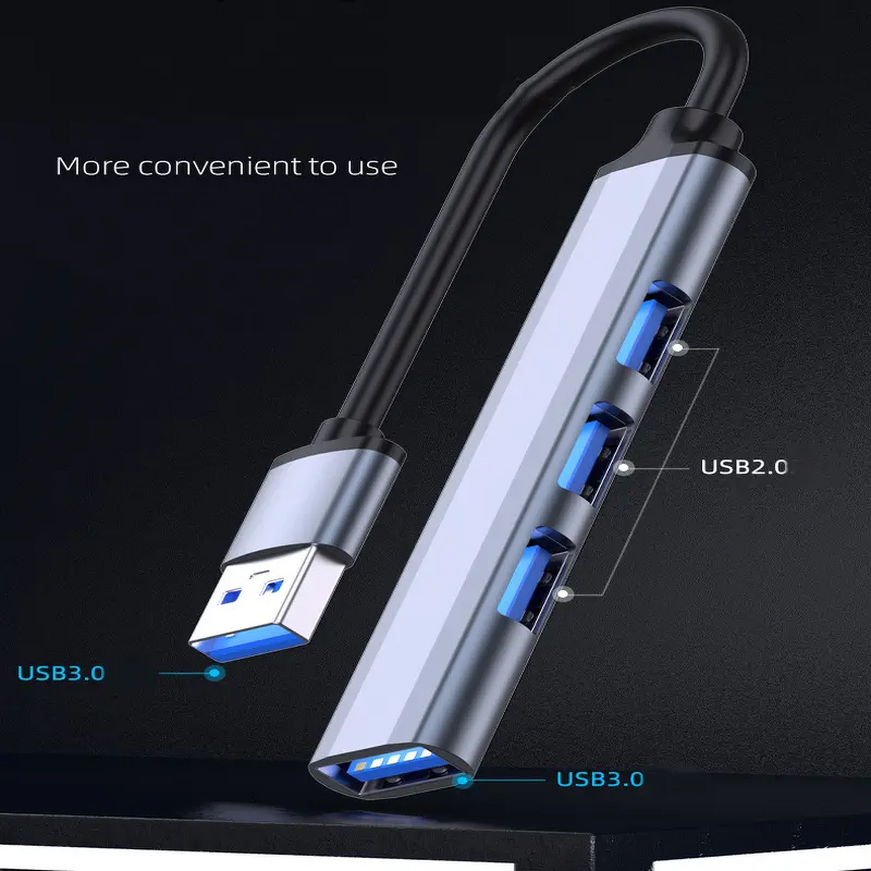 4-in-1 USB C Hub Manufacturer - Aluminum Alloy 3.0 to 4 Ports High-Speed