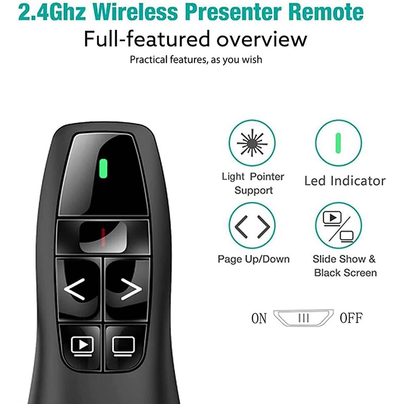 Laser Pointer Remote Manufacturer - 2.4G USB Wireless PPT Control Mouse