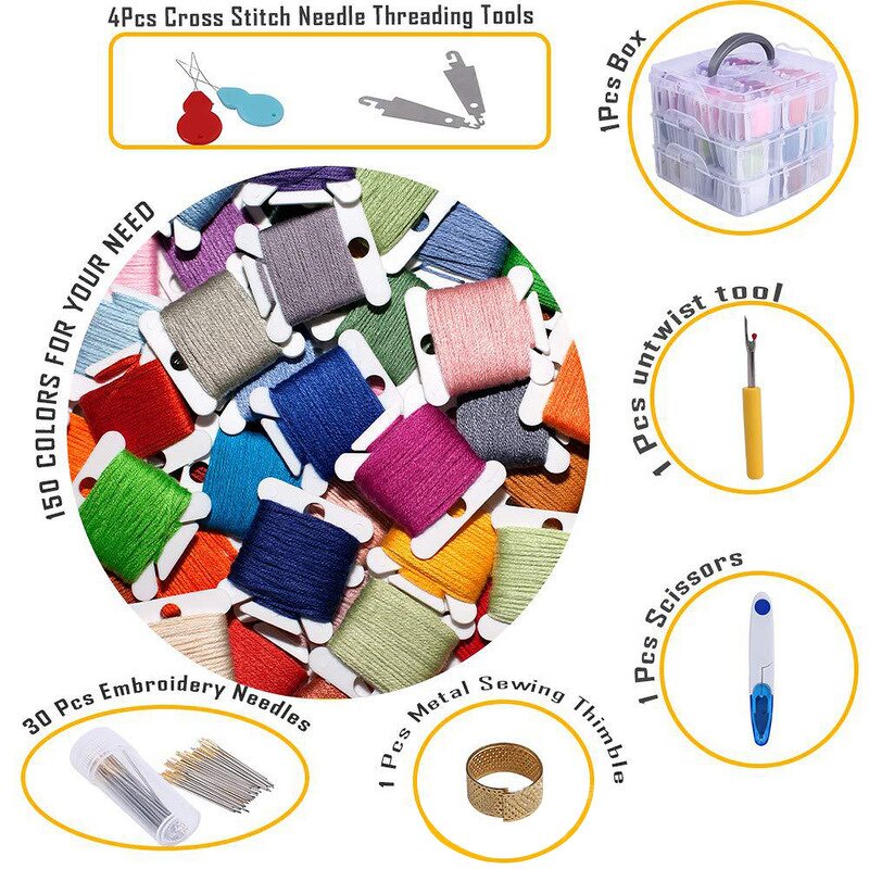 Embroidery Thread Kit Factory - 150 Pcs Colors Cross Stitch Floss