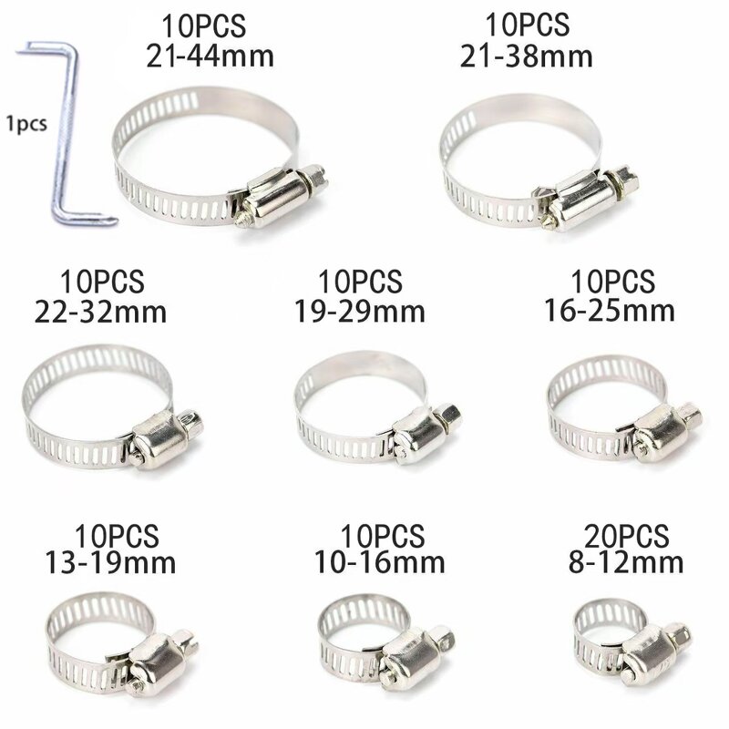 Hose Clamp Kit Manufacturer - 60pcs Stainless Steel Single Ear Assortment