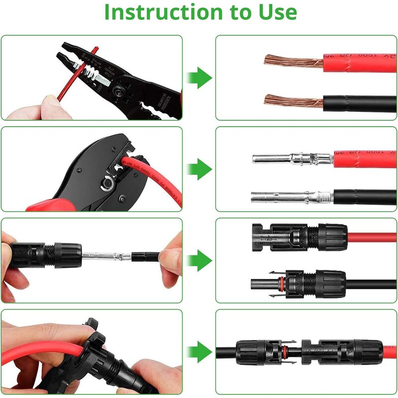 Solar Crimper Tool Kit Manufacturer - with 6 Pairs Connectors Panel Cable