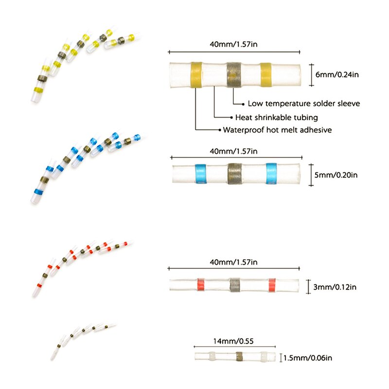 Heat Shrink Connector Kit Factory - 120PCS Butt Splice Waterproof Crimp